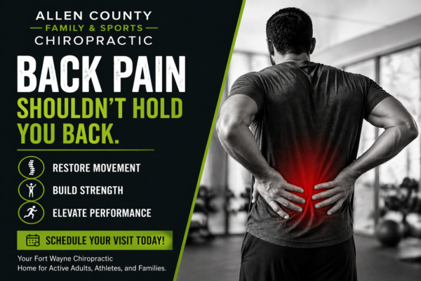 Person with ack pain patient in Fort Wayne Indiana clinic